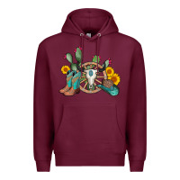 Burgundy wheel bull skull western cowboy Premium Hoodie - AdoDesignShop