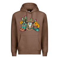 Chestnut wheel bull skull western cowboy Premium Hoodie - AdoDesignShop