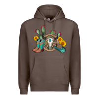 Coffee wheel bull skull western cowboy Premium Hoodie - AdoDesignShop