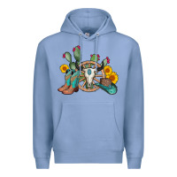 Colony Blue wheel bull skull western cowboy Premium Hoodie - AdoDesignShop