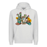 Dove Grey wheel bull skull western cowboy Premium Hoodie - AdoDesignShop
