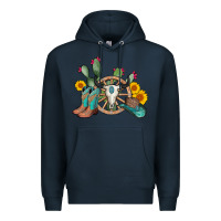Navy wheel bull skull western cowboy Premium Hoodie - AdoDesignShop