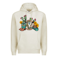 Oatmeal Heather wheel bull skull western cowboy Premium Hoodie - AdoDesignShop