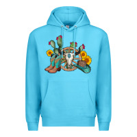 Ocean Blue wheel bull skull western cowboy Premium Hoodie - AdoDesignShop
