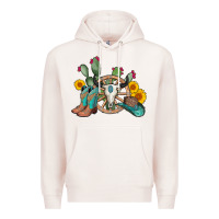 Pale Pink wheel bull skull western cowboy Premium Hoodie - AdoDesignShop