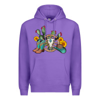 Purple wheel bull skull western cowboy Premium Hoodie - AdoDesignShop