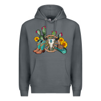 Rock wheel bull skull western cowboy Premium Hoodie - AdoDesignShop