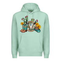 Seafoam wheel bull skull western cowboy Premium Hoodie - AdoDesignShop