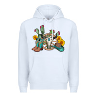 White wheel bull skull western cowboy Premium Hoodie - AdoDesignShop