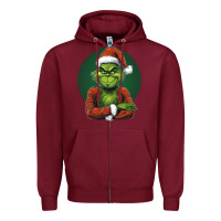 Burgundy Grinch Zipper Hoodie - Unal Design