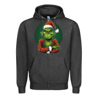 Charcoal Heather Grinch Zipper Hoodie - Unal Design