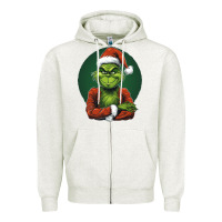 Oatmeal Heather Grinch Zipper Hoodie - Unal Design