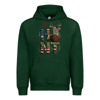 Forest Green Deer Hunting Usa Flag Urban Hoodie - LillyAllenDesigns