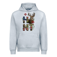 Heather Grey Deer Hunting Usa Flag Urban Hoodie - LillyAllenDesigns