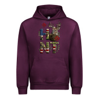 Mauve Wine Deer Hunting Usa Flag Urban Hoodie - LillyAllenDesigns