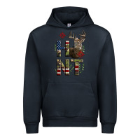 Navy Deer Hunting Usa Flag Urban Hoodie - LillyAllenDesigns