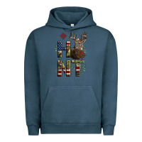 Pigment Midnight Navy Deer Hunting Usa Flag Urban Hoodie - LillyAllenDesigns