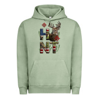Pigment Oil Green Deer Hunting Usa Flag Urban Hoodie - LillyAllenDesigns