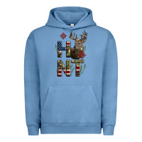Pigment Pebble Blue Deer Hunting Usa Flag Urban Hoodie - LillyAllenDesigns