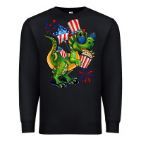 Black 4th of July T-Rex Premium Sweatshirt - CowGirlArtShop