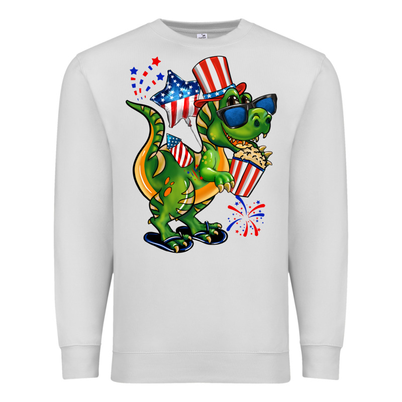 4th Of July T-rex Premium Sweatshirt by CowGirlArtShop | Teevron