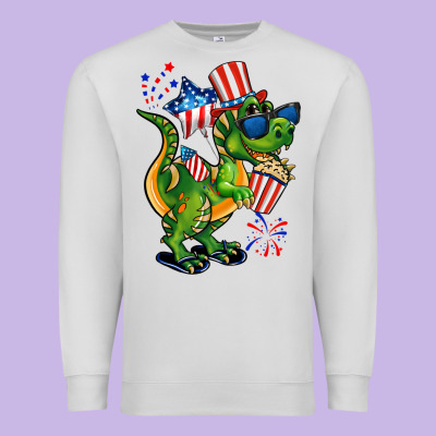 4th Of July T-rex Premium Sweatshirt Designed By Cowgirlartshop