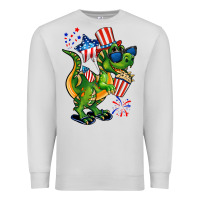 Dove Grey 4th of July T-Rex Premium Sweatshirt - CowGirlArtShop