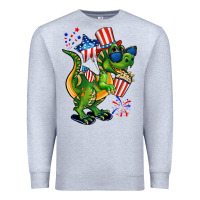 Heather Grey 4th of July T-Rex Premium Sweatshirt - CowGirlArtShop