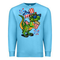 Ocean Blue 4th of July T-Rex Premium Sweatshirt - CowGirlArtShop