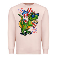 Pale Pink 4th of July T-Rex Premium Sweatshirt - CowGirlArtShop