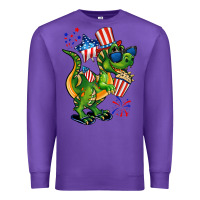 Purple 4th of July T-Rex Premium Sweatshirt - CowGirlArtShop