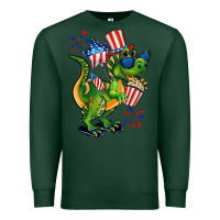 Sports Green 4th of July T-Rex Premium Sweatshirt - CowGirlArtShop