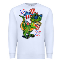 White 4th of July T-Rex Premium Sweatshirt - CowGirlArtShop