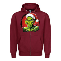 Burgundy Grinch Zipper Hoodie - Unal Design