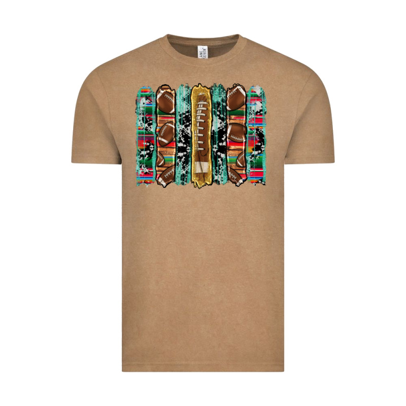 Football Serape Cowhide Turquoise Glitter  Brushstrokes Vintage Tee by Artiststas | Teevron