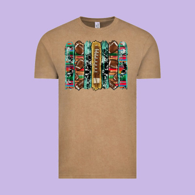 Football Serape Cowhide Turquoise Glitter  Brushstrokes Vintage Tee Designed By Artiststas