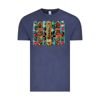 Vintage Denim football serape cowhide turquoise glitter  brushstrokes Vintage Tee - Artiststas