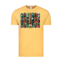Vintage Mustard football serape cowhide turquoise glitter  brushstrokes Vintage Tee - Artiststas