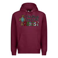 Burgundy christmas begins with christ Premium Hoodie - AdoDesignShop