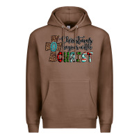 Chestnut christmas begins with christ Premium Hoodie - AdoDesignShop