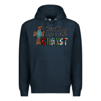Navy christmas begins with christ Premium Hoodie - AdoDesignShop