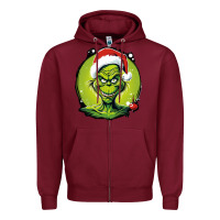 Burgundy Grinch Zipper Hoodie - Unal Design