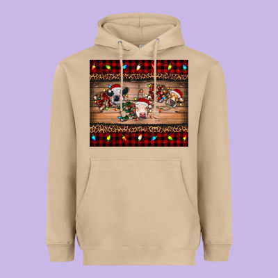 Hohoho Christmas Cows Heavyweight Hoodie Designed By Ranaportraitstore