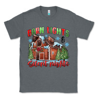 Charcoal Heather barn lights and silent nights Classic Tee - MaliasSmallBusiness