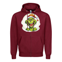 Burgundy Grinch Zipper Hoodie - Unal Design