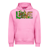 Fuchsia Pink love luck with clover Urban Hoodie - NancyCooperArtShop