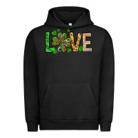 Pigment Black love luck with clover Urban Hoodie - NancyCooperArtShop