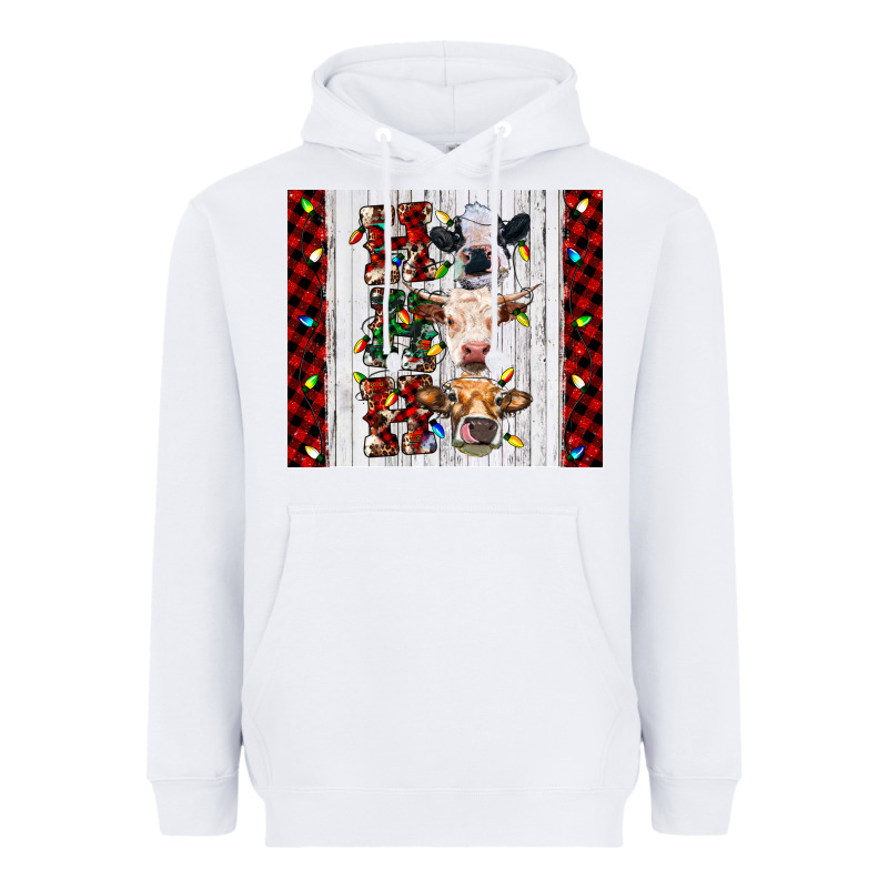 Ho Ho Ho Christmas Cow Heavyweight Hoodie by RanaPortraitStore | Teevron