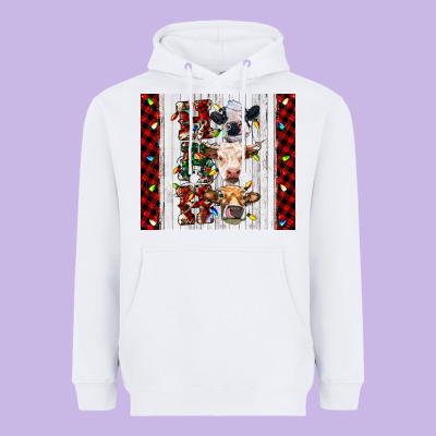 Ho Ho Ho Christmas Cow Heavyweight Hoodie Designed By Ranaportraitstore
