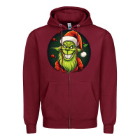 Burgundy Grinch Zipper Hoodie - Unal Design